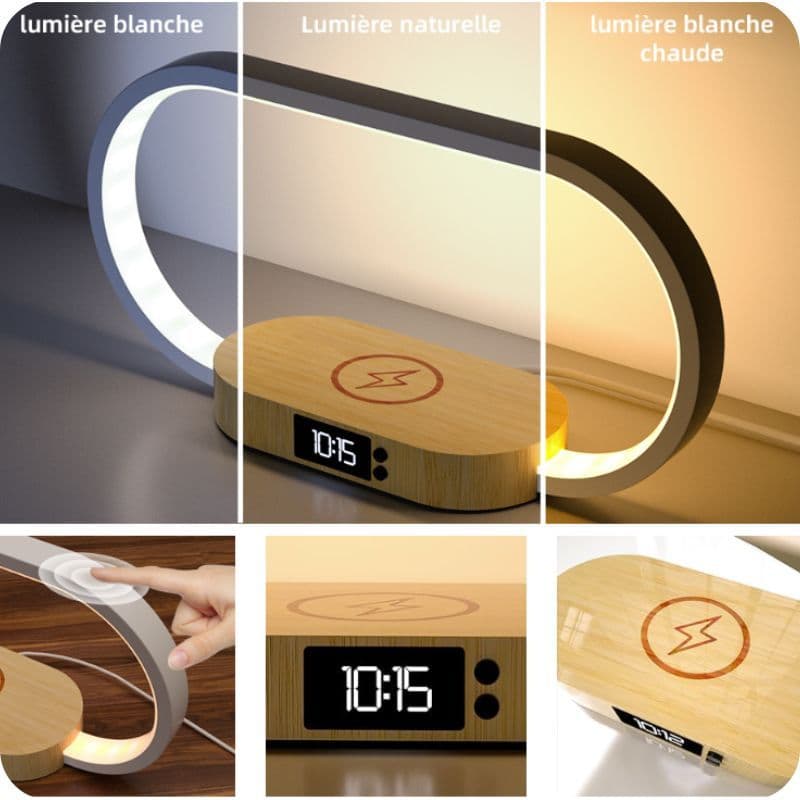 Lampe de Chevet Chargeur Induction 3 en 1